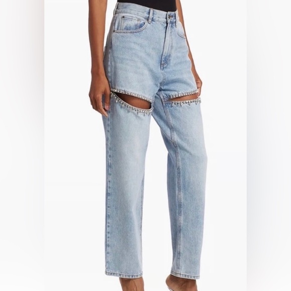 Torn by Ronny Kobo Denim - Torn by Ronny Kobo Crystal Embellished Cutout Straight Leg Jeans – Size 29 NWOT